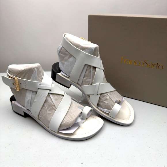 Franco Sarto Women's Ina Toe Loop Sandal Leather White Size 5M - Picture 1 of 11
